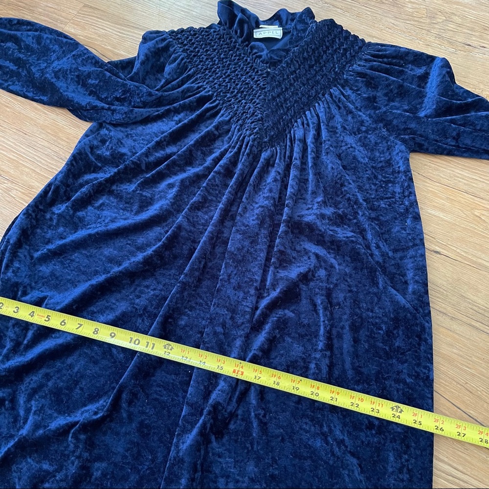 Plush Robe 1980s Zip front crushed Velour Royal Blue Maxi Housedress - Picture 11 of 16